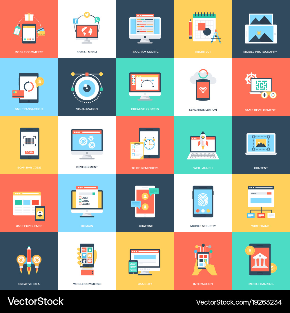 Web and mobile development in flat design vector image