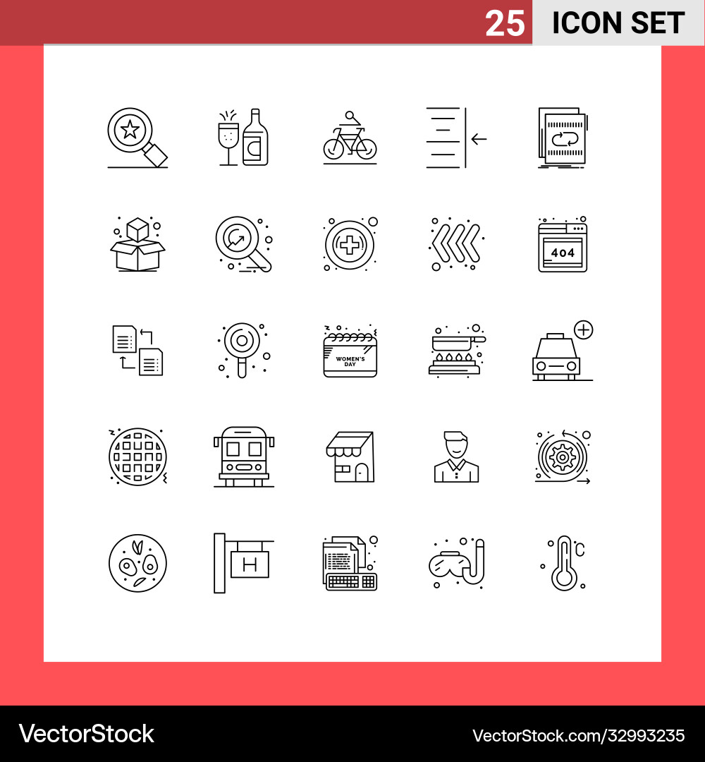 25 thematic lines and editable symbols loop Vector Image