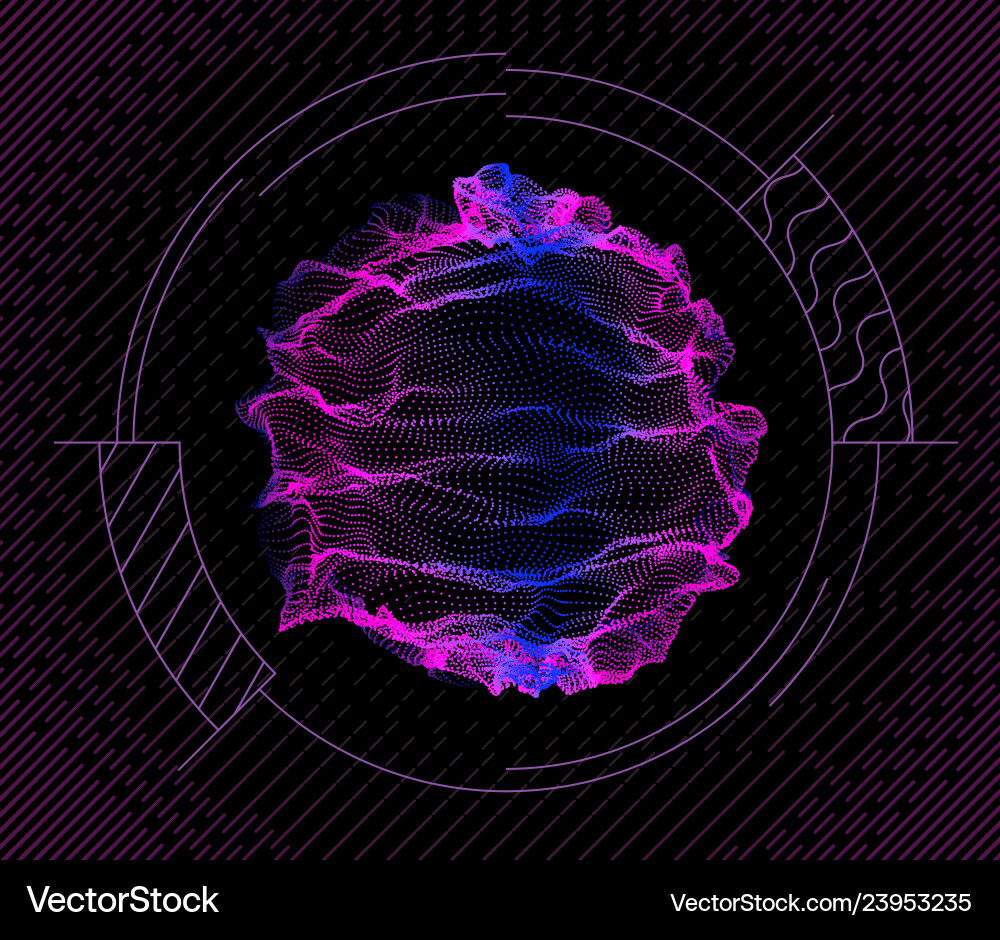 3d sea globe particles wave from dots array vector image