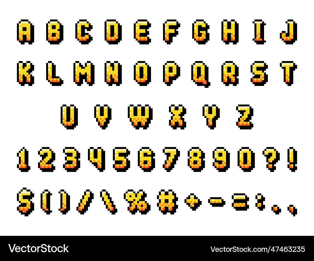 8-Bit Pixel Font & Numbers vector image