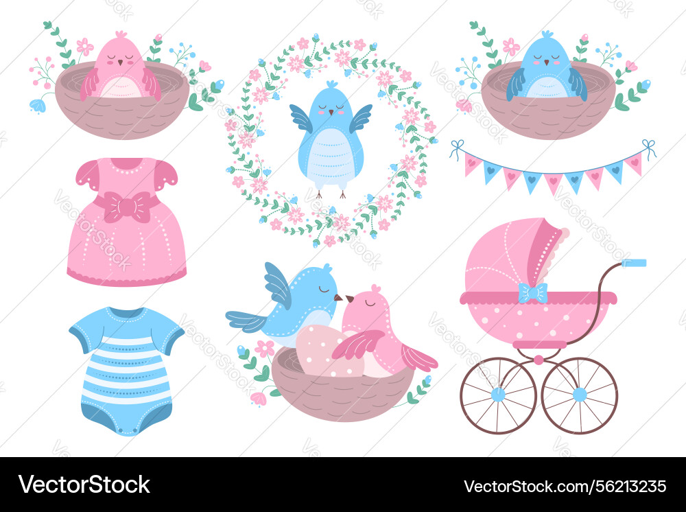 A set of graphic elements for nesting party Vector Image