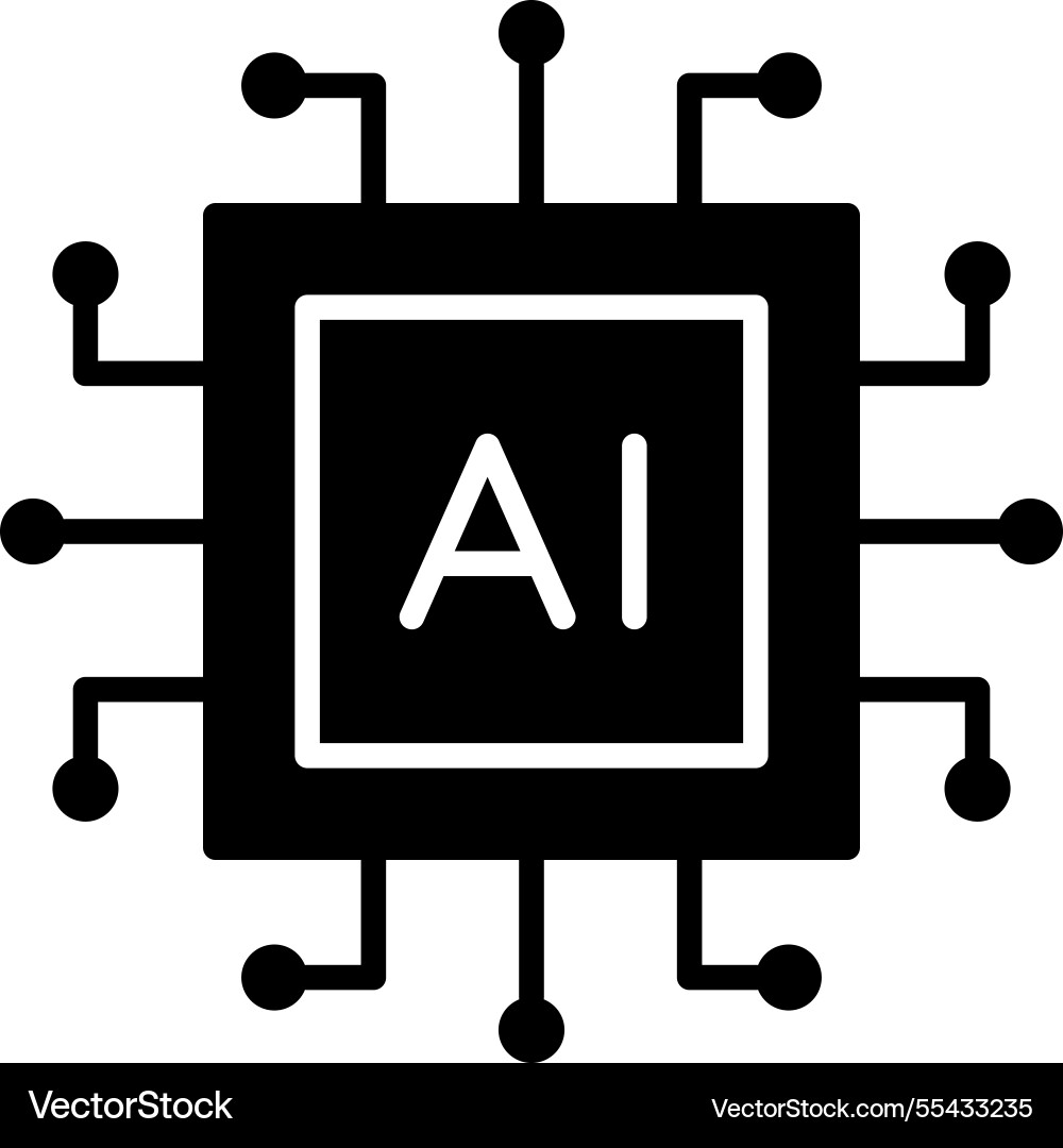 Ai processor chip vector image