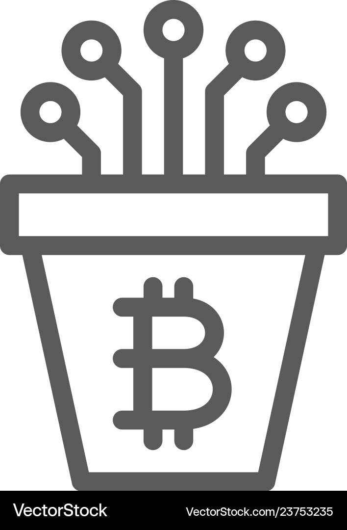 Bitcoin pot with closed contacts blockchain Bitcoin pot with closed contacts blockchain vector image