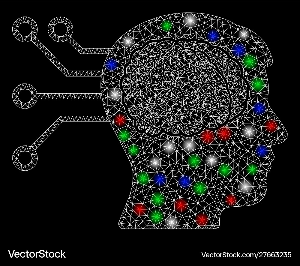Bright mesh network brain computer connection Bright mesh network brain computer connection Vector Image