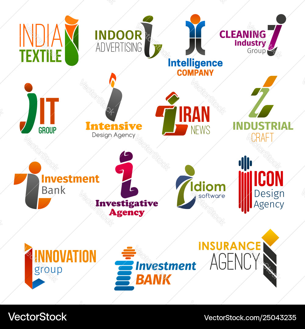 Business icons letter i corporate identity Business icons letter i corporate identity vector image