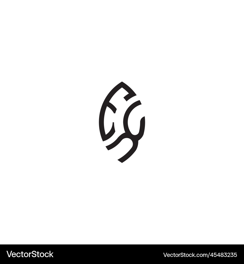 Ex leaf shape line initial concept with high Ex leaf shape line initial concept with high vector image