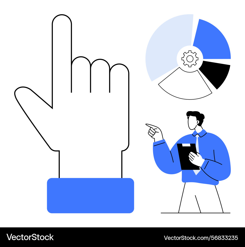 Hand gesture with manager discussing data insights vector image