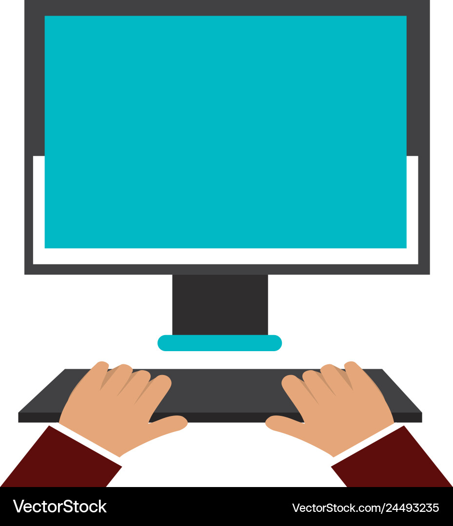 Hands typing in keyboard desktop Hands typing in keyboard desktop vector image
