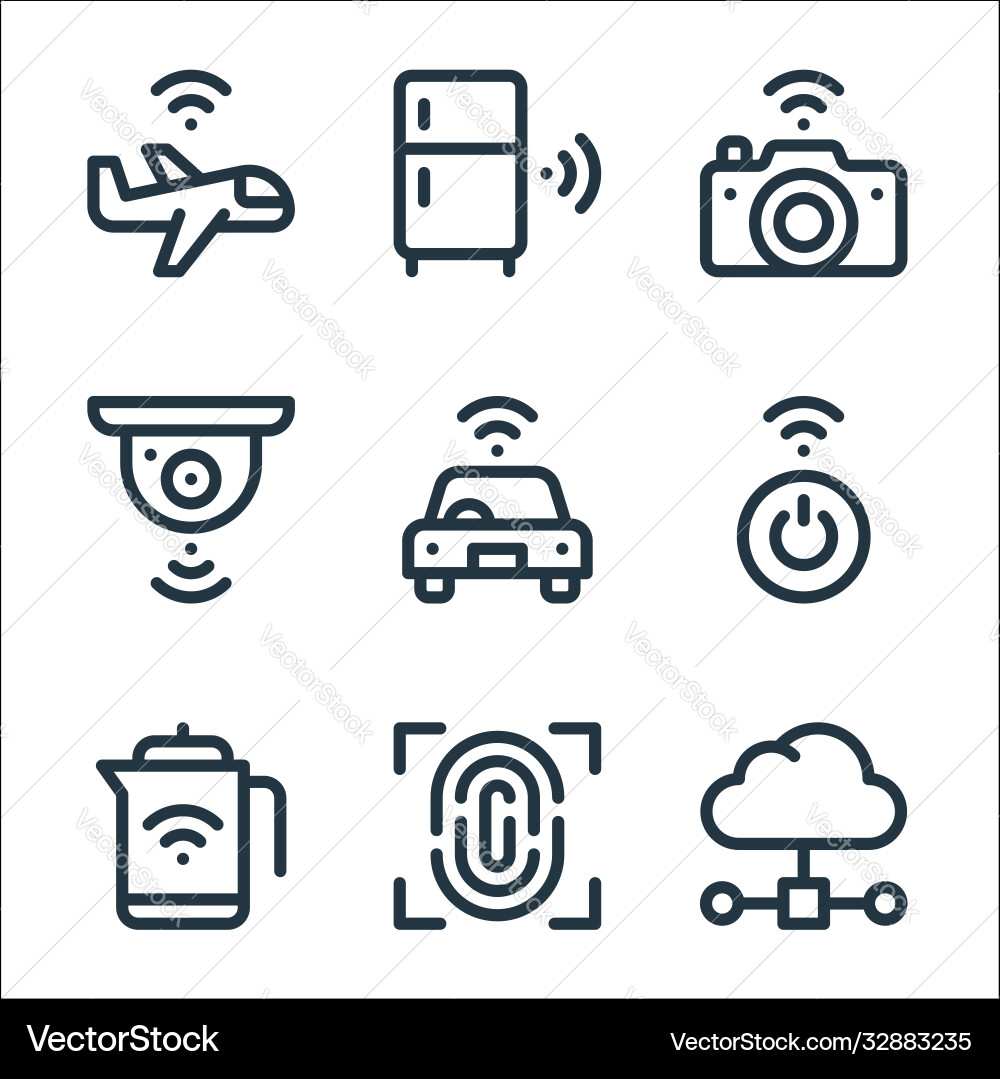Internet things line icons linear set quality Internet things line icons linear set quality vector image