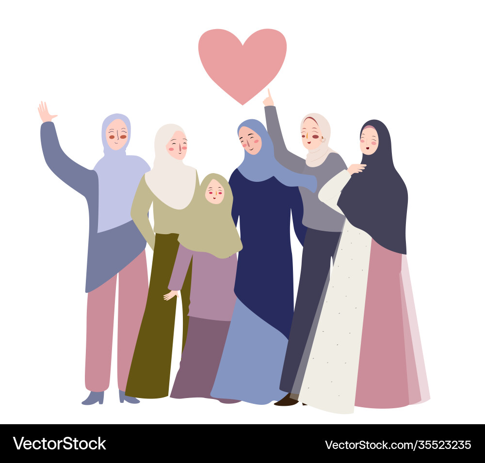 Muslim Girls Group - Herzsammlung vektorbild