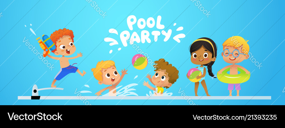 Pool Party Einladung Vorlage Baner Multiracial Pool Party Einladung Vorlage Baner Multiracial vektorbild