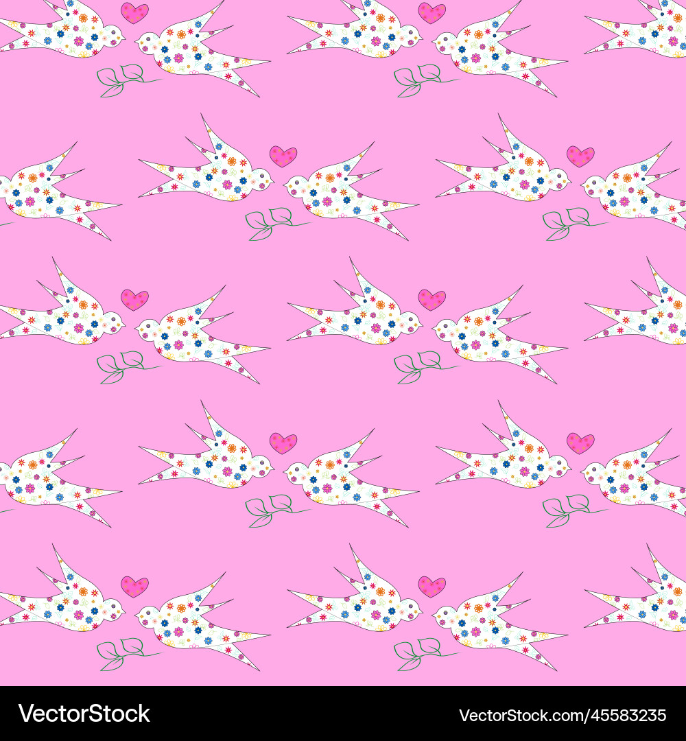Seamless pattern with birds swallows Seamless pattern with birds swallows vector image