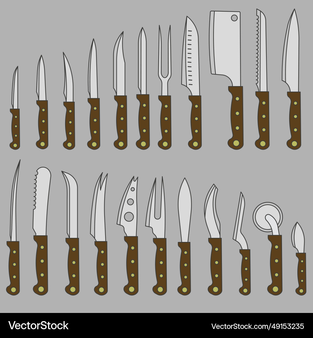 Set aus farbigen Küchenmessern Set aus farbigen Küchenmessern vektorbild