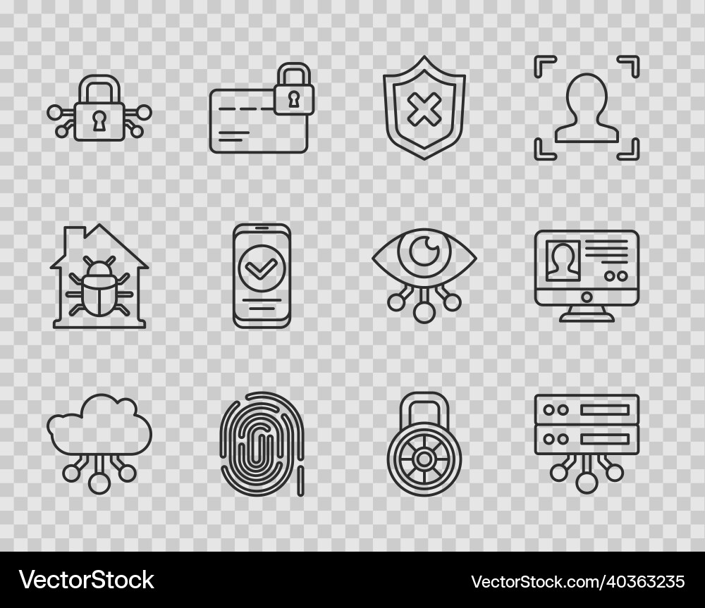 Set line internet of things server data web Set line internet of things server data web vector image