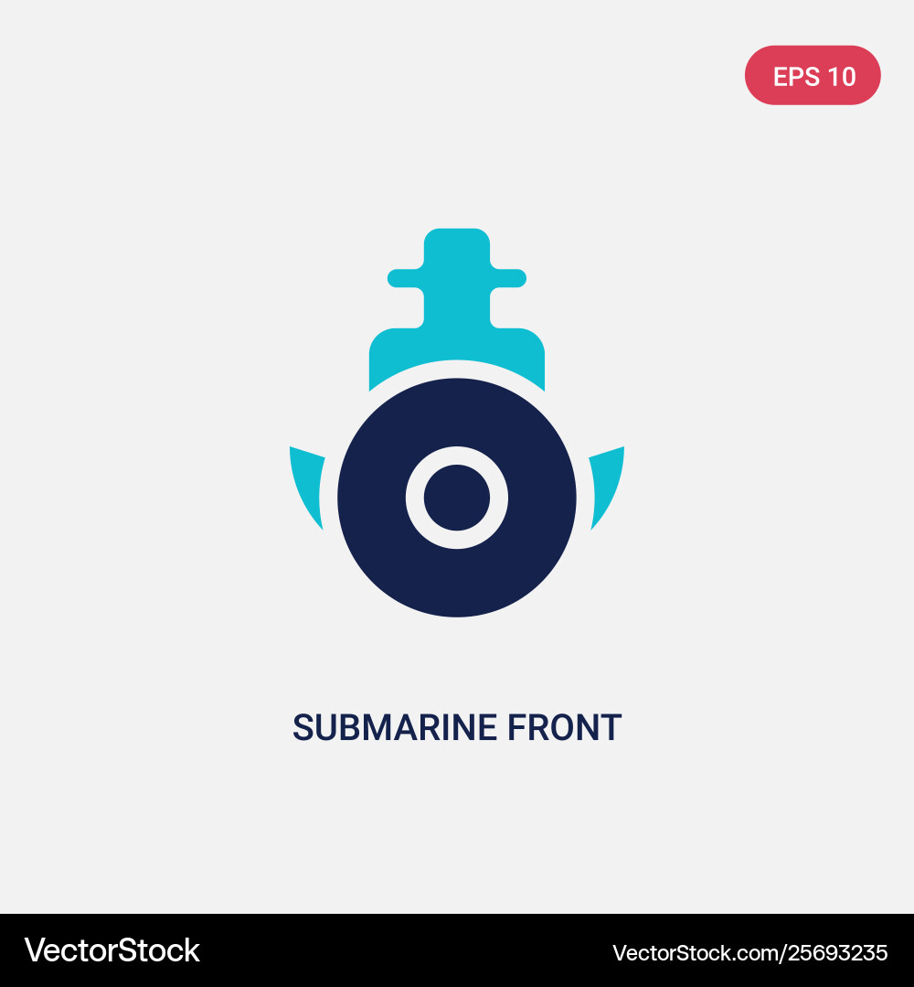 Two color submarine front view icon from army Two color submarine front view icon from army vector image