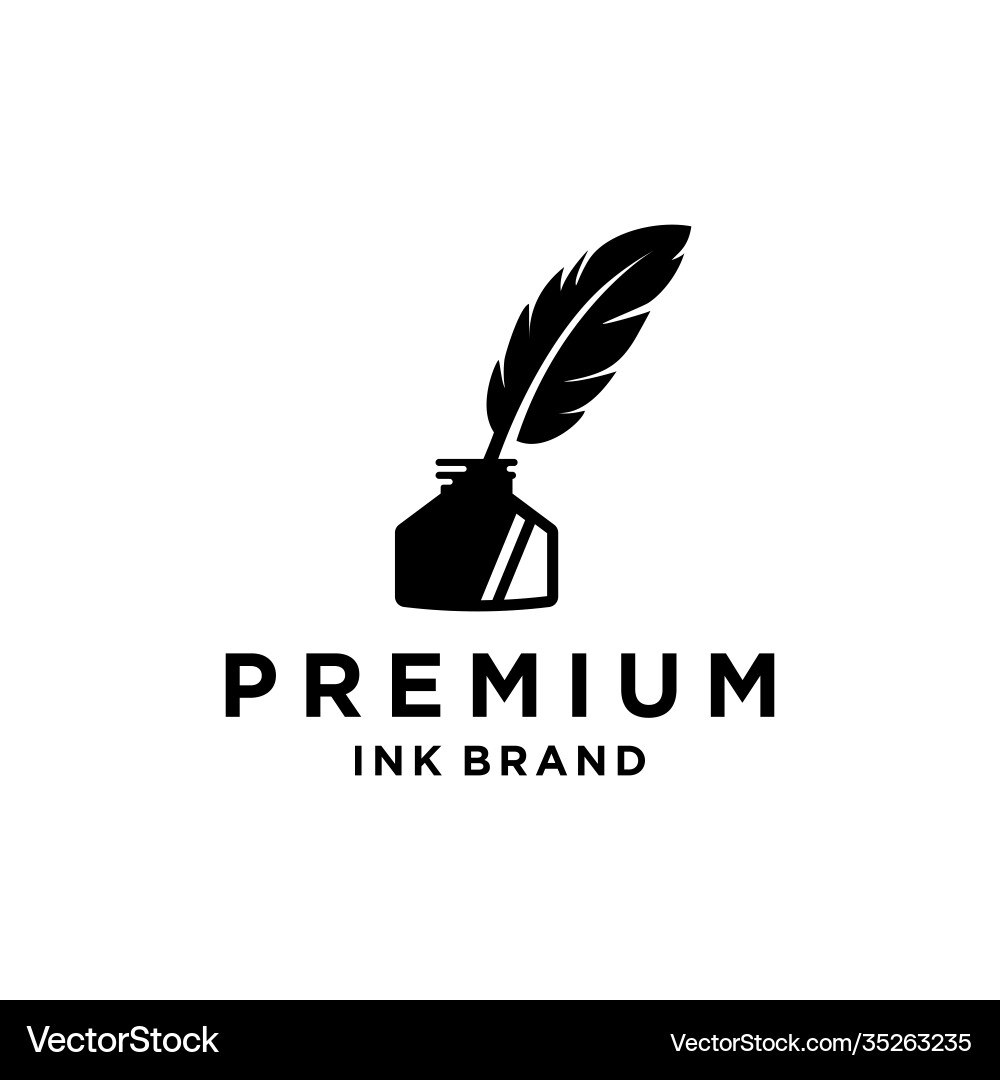 Vintage Feder Quill Stift Logo mit schwarzem Tintentopf Vintage Feder Quill Stift Logo mit schwarzem Tintentopf vektorbild
