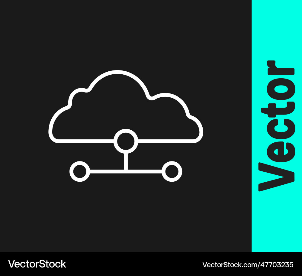 White line network cloud connection icon isolated White line network cloud connection icon isolated vector image