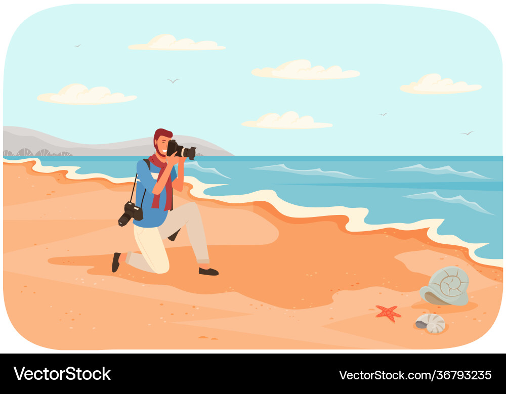Woman is making photo amazing landscape girl Woman is making photo amazing landscape girl vector image