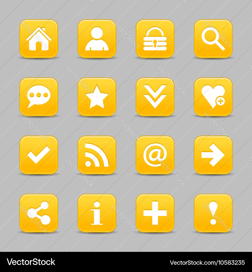 Yellow satin icon web button with white basic sign Vector Image