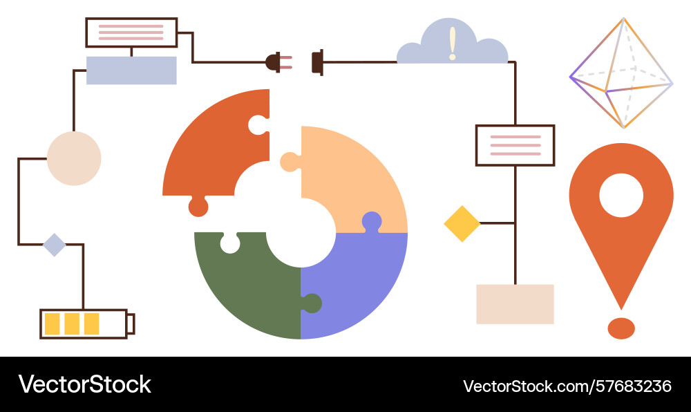 Abstract workflow with puzzle diagram flowchart Abstract workflow with puzzle diagram flowchart vector image