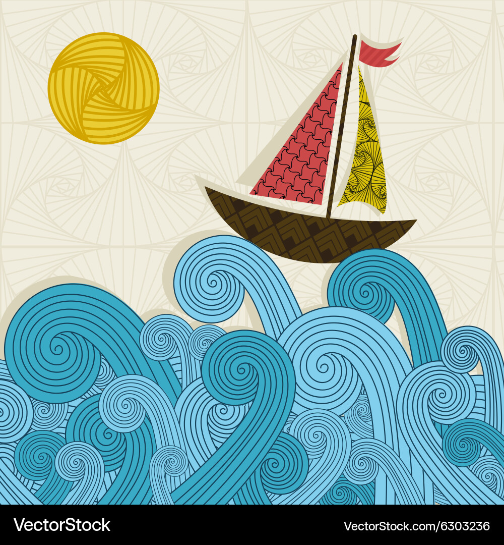 Boat on the waves Royalty Free Vector Image - VectorStock