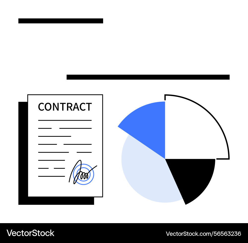 Contract document with signature alongside Contract document with signature alongside vector image