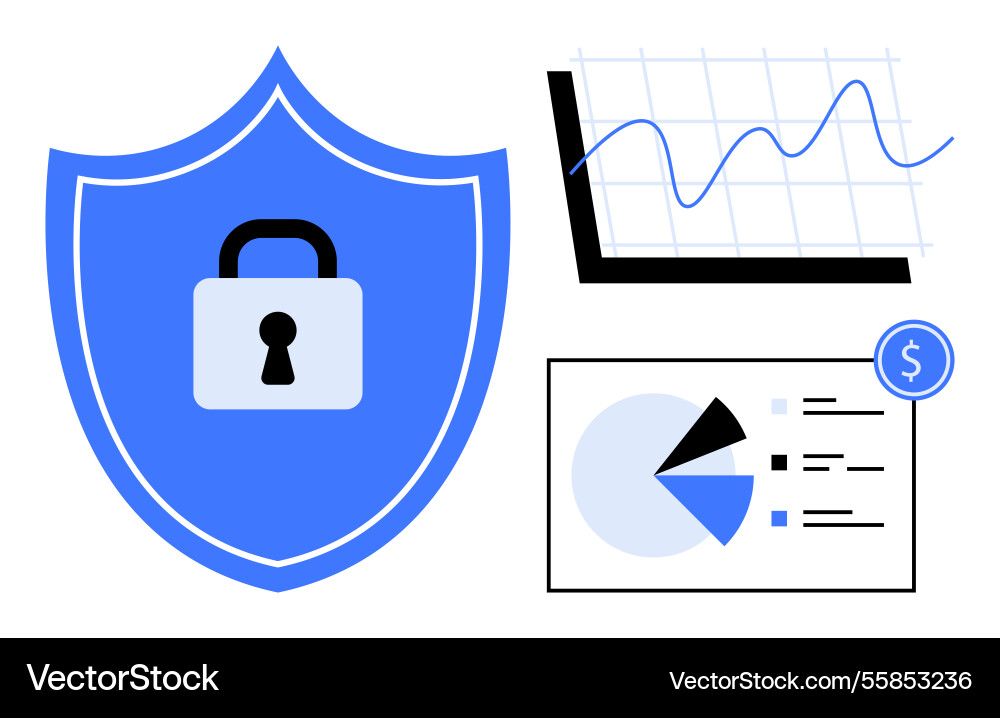 Data security with analytics lock symbol Data security with analytics lock symbol Vector Image