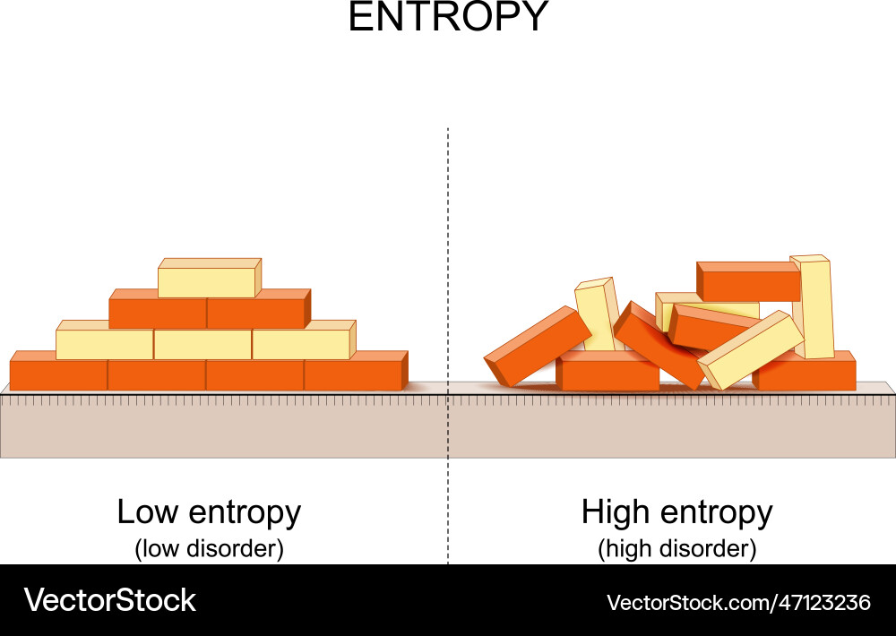 Entropy explanation for example on bricks Entropy explanation for example on bricks vector image