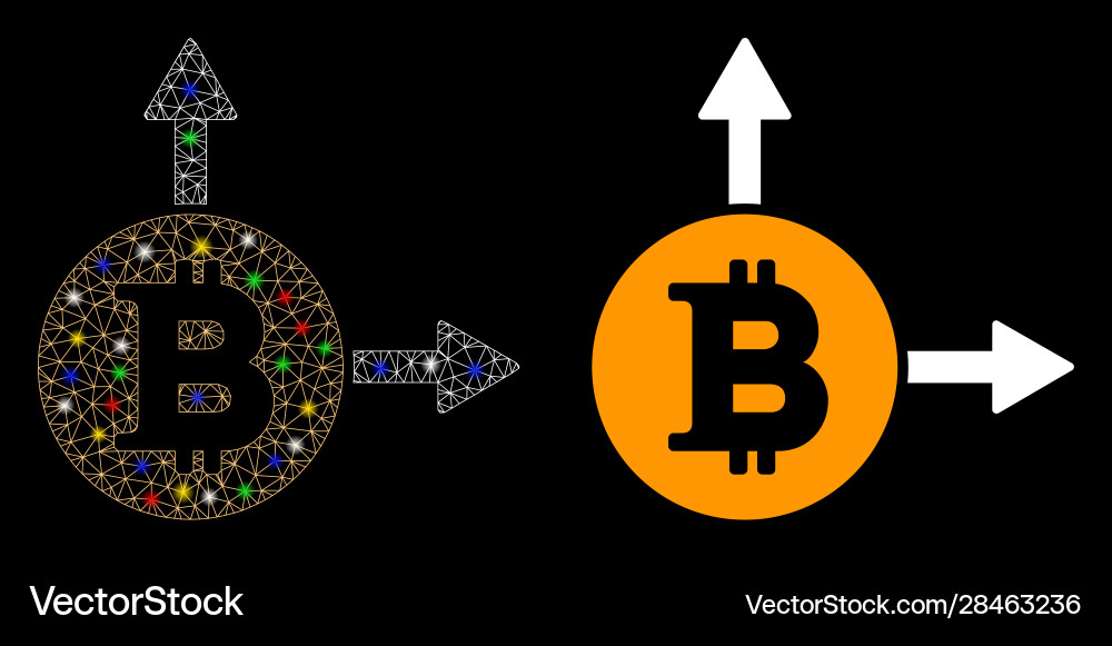 Flare mesh wire frame bitcoin fork icon with vector image