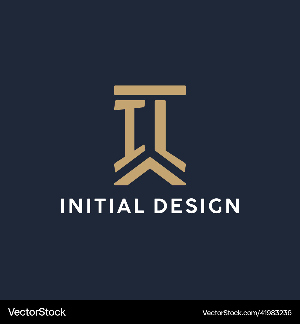 Il initial monogram logo design in a rectangular Vector Image