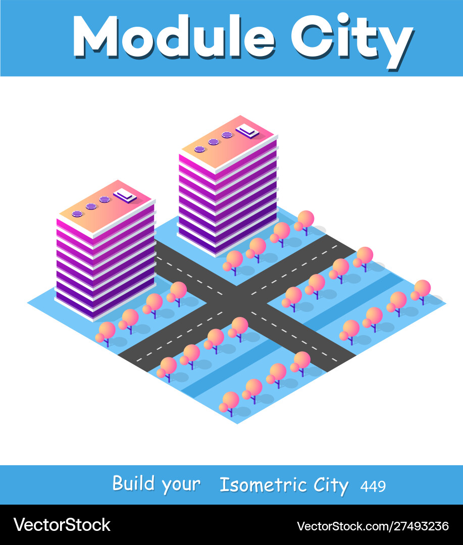 Isometric 3d module block district part vector image