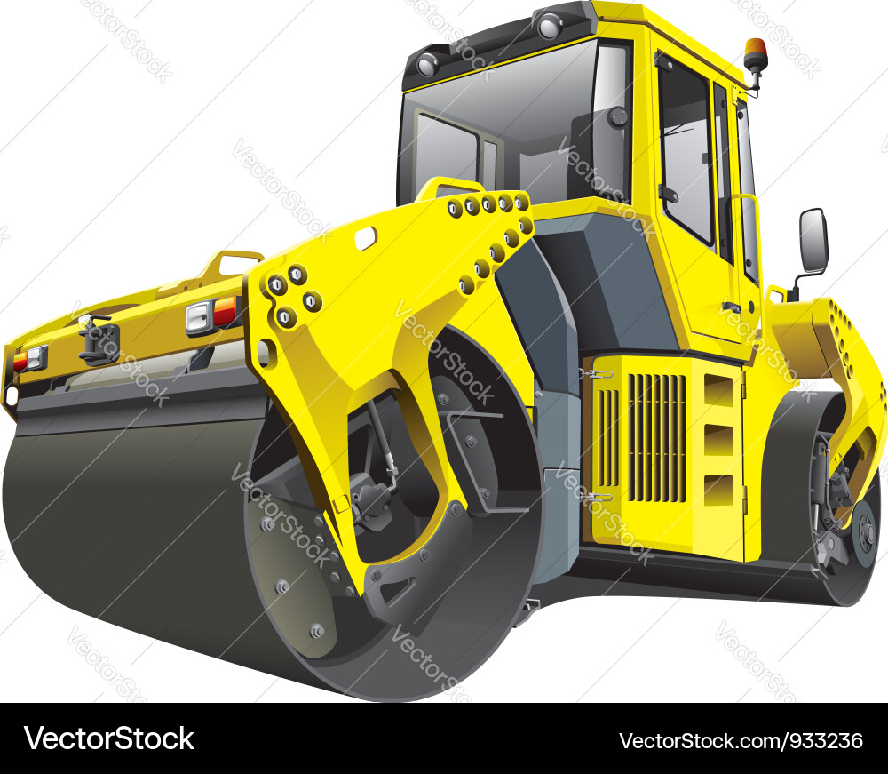 Large Double Asphalt Roller Vector Image