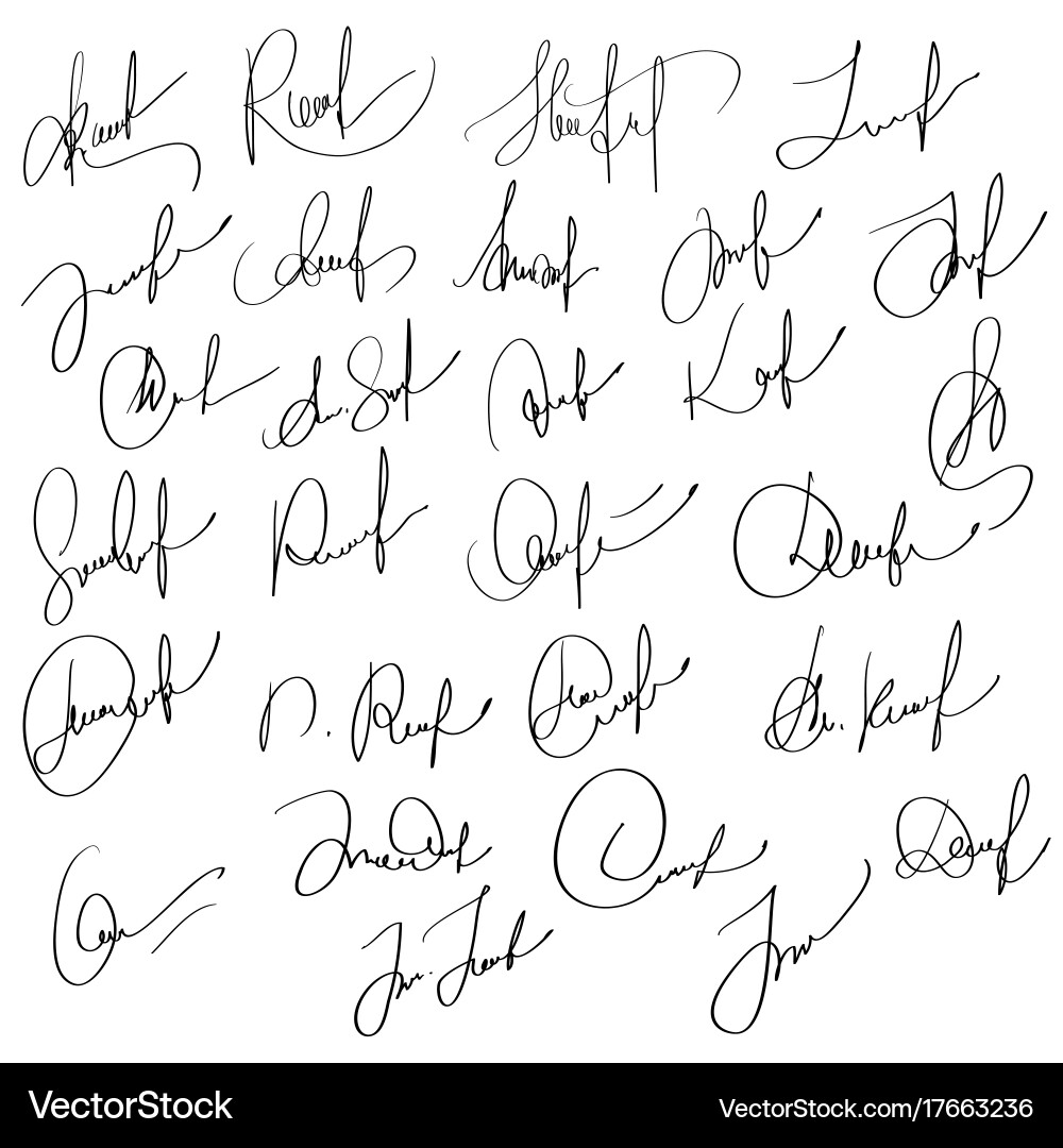 Manual signature for documents on white background vector image