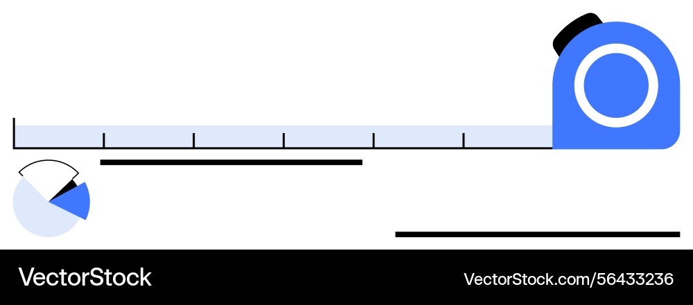Measuring tape with precision scale and pie chart Measuring tape with precision scale and pie chart Vector Image