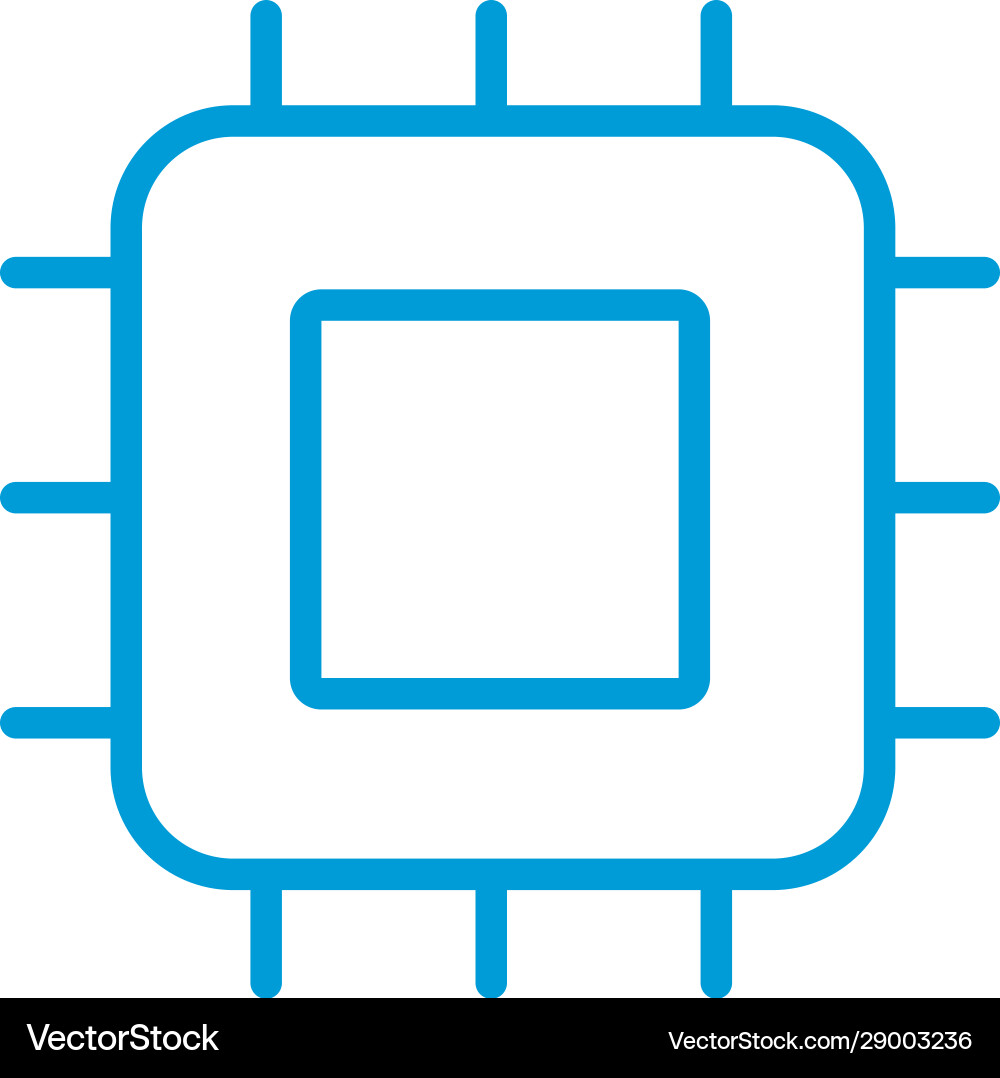 Processor linear icon core thin line chip vector image