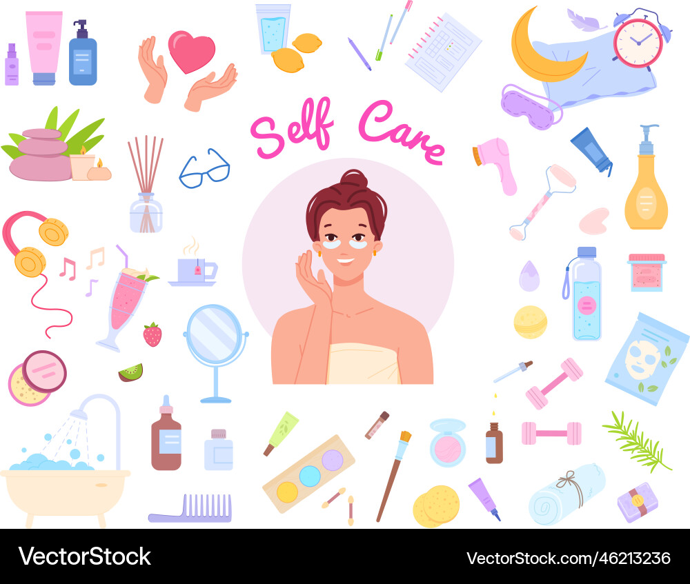 Selbstpflege Routine Frauen Morgen Rituale Hautpflege Selbstpflege Routine Frauen Morgen Rituale Hautpflege vektorbild