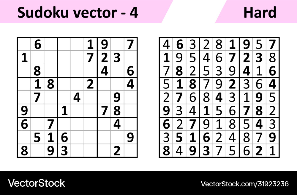 Sudoku game with answers simple design set Vector Image
