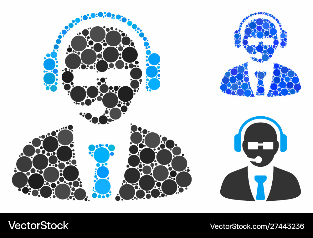 Support manager composition icon circle dots Support manager composition icon circle dots Vector Image