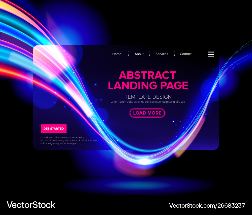 Abstract cyberpunk landing page vector image