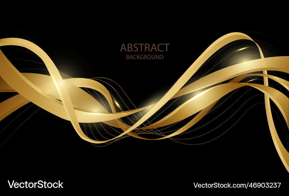 Abstract gold lines wave curve shiny effect vector image