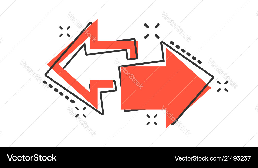 Cartoon arrow left and right icon in comic style Cartoon arrow left and right icon in comic style vector image