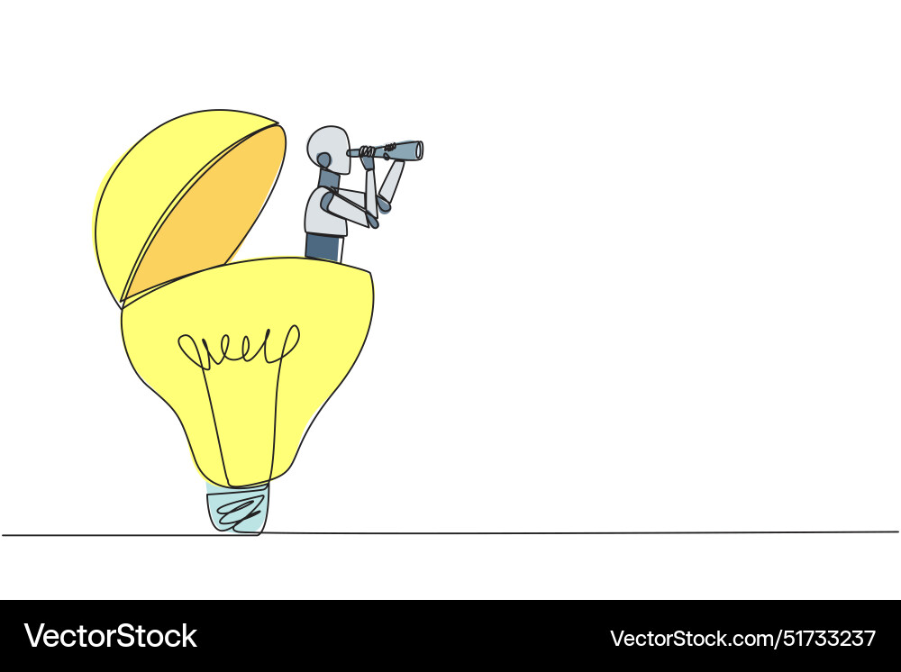 Continuous one line drawing a robot emerges from Continuous one line drawing a robot emerges from vector image