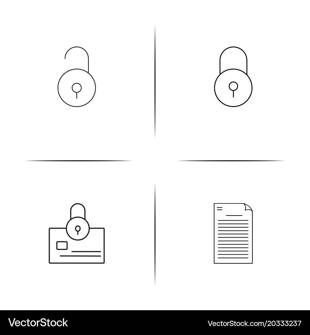 Cyber security simple linear icon setsimple vector image