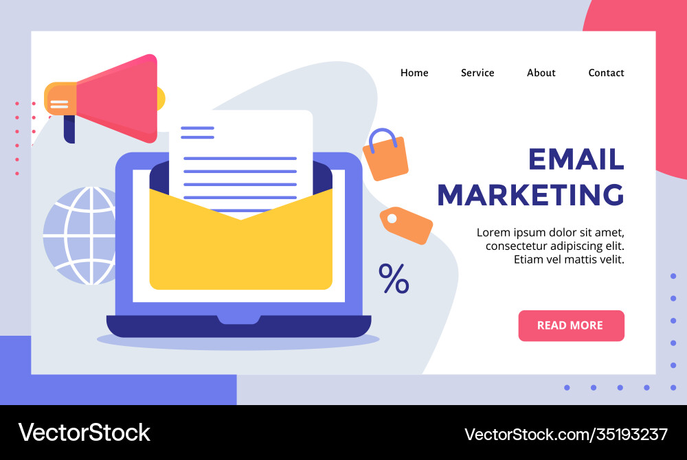 Email marketing open mail on display monitor Vector Image