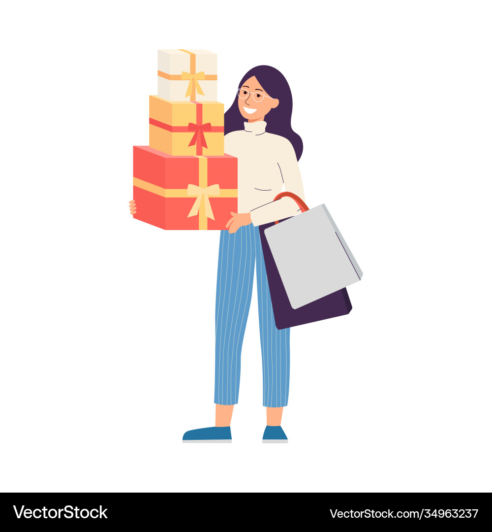 Glückliche Frau Shopper mit Lotsen und Urlaub Glückliche Frau Shopper mit Lotsen und Urlaub vektorbild