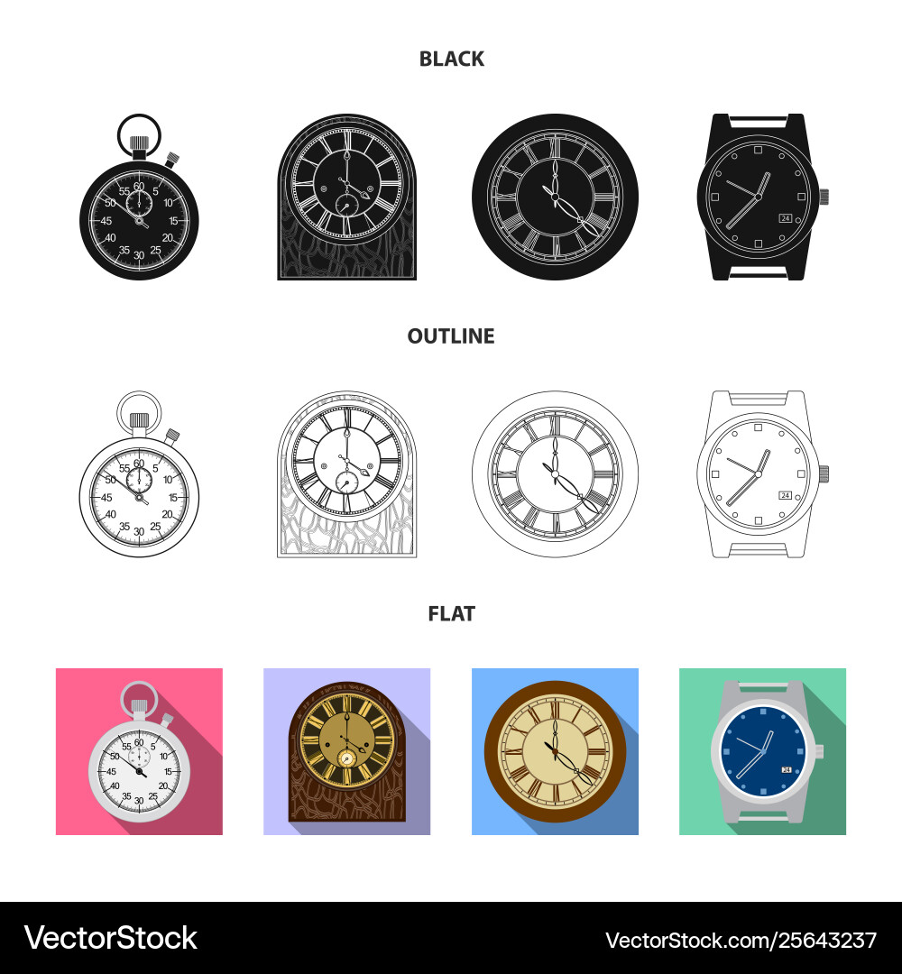 Isolated object clock and time icon set Isolated object clock and time icon set vector image