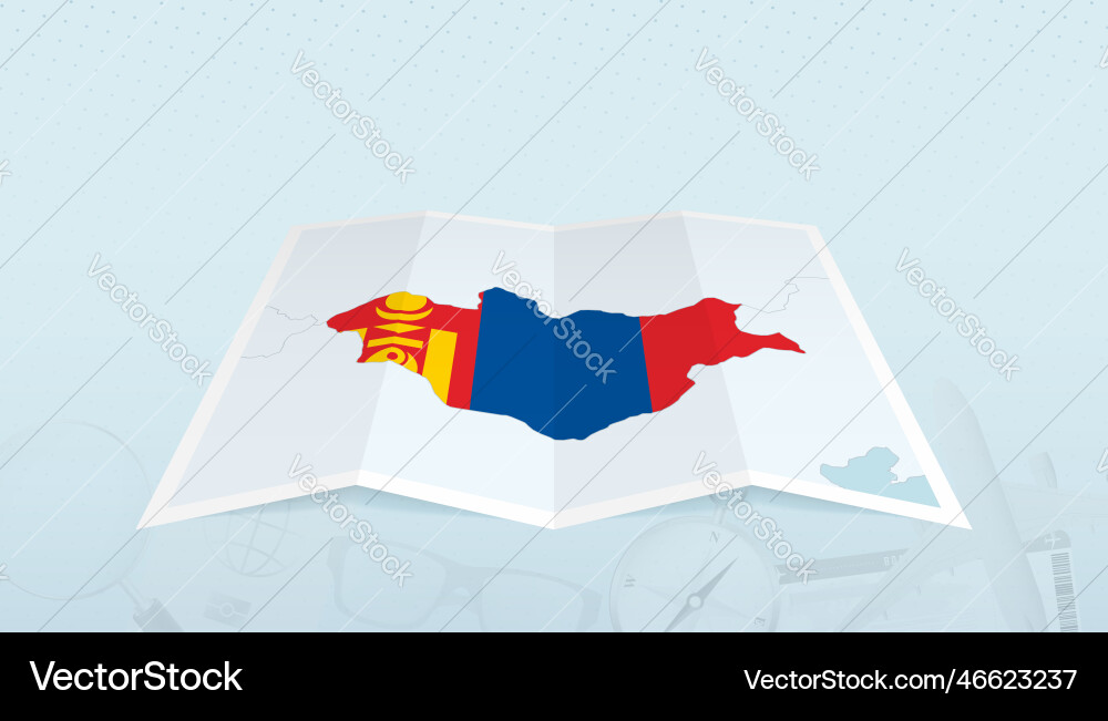 Map of mongolia with the flag Map of mongolia with the flag Vector Image
