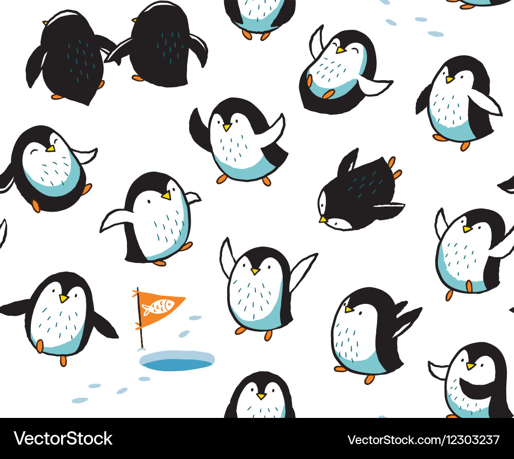 Playful Penguin Pattern Vector Image