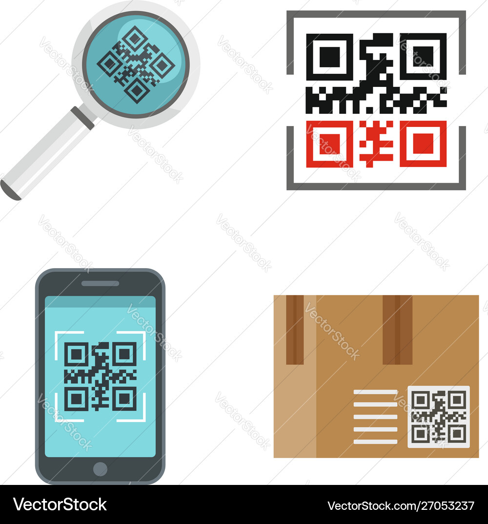 Qr code icons set flat style Qr code icons set flat style Vector Image