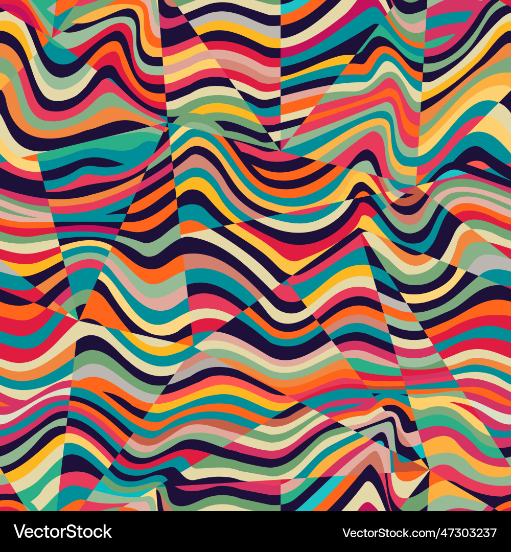 Retro Wavy Triangles Pattern vector image